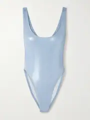 [Norma Kamali] Norma Kamali - Marissa Lamé Swimsuit - Light blue - medium medium Blue