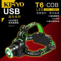 在飛比找PChome24h購物優惠-【KINYO】USB充電式高亮度頭燈(721LED)
