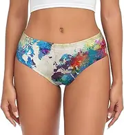 [SAAKE] Abstract World Map Print Women's Briefs XS S M L XL XXL 3XL 4XL Plus Size Briefs Bikini Ladies Underpants