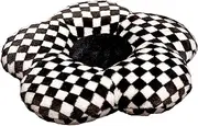 Flower Pillow 19 Inch Black & White Checkered Plush Floor Pillow for Sitting Stuffed with PP Cotton Multi-Purpose Seat Cushion for Home, Office, Car-