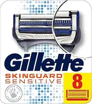 Gillette SkinGuard Sensitive Razor Blades Men, Pack of 8 Razor Blade Refills with Precision Trimmer, Fits Fusion Handles