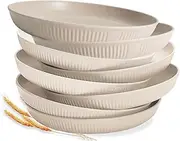 MBBUROYY 8 Pack 9 Inch Unbreakable Deep Dinner Plates Set,Lightweight Wheat Straw Plates Unbreakable Dinner Dishes Plates Set,Microwave & Dishwasher Safe, BPA Free and Healthy,Beige