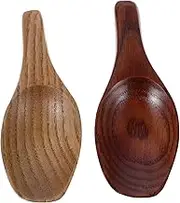 iplusmile 2Pcs Mini Seasoning Scoops Ergonomic Short Handle Kitchen Spoons for Milk Powder Beans Sugar Spices Wooden Tea Scoops for Outdoor Activities and Travel