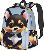 [vacsAX] Card Love Fancy Puppy School Backpack Rucksack Large Capacity Back Pack with Front Pocket Lightweight School Bags