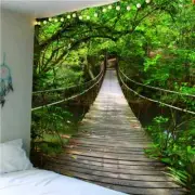 Bridge Swing Green Tree 3D Wall Hang Cloth Tapestry Fabric Decorations Decor