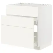 METOD / MAXIMERA base cab f sink+3 fronts/2 drawers, white/Vallstena white, 80x60x80 cm