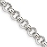 18 Inch Sterling Silver 9.5mm Semi-Solid Rolo Chain