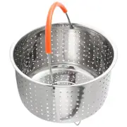 Stainless Steel Steamer Basket Pressure Cooker with Silicone Covered Handle Sturdy Steamer Basket silver