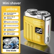 Efficient Mini Electric Shaver with Magnetic Head and Double Ring Floating Mesh
