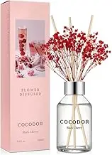 COCODOR Flower Reed Diffuser Set / 100ml / Black Cherry/Scent Diffuser with Sticks Home Fragrance Reed Diffuser for Bathroom Shelf Décor