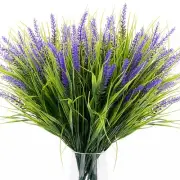 20 Pcs Fake Outdoor Plants with Flowers Artificial Grass Plants UV Resistant ...