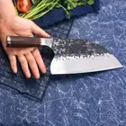 Cleaver Knife Kitchen Chopping Slicing Meat Forged 5Cr15Mov Steel Wood Handle 8"