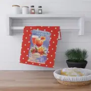 Christmas Tea Towel (cotton, poly), "Cranberry Orange Mimosa" Recipe