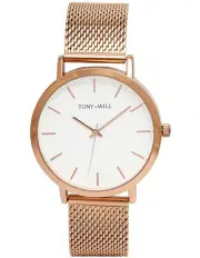 [TONY+WILL] Classic Mesh Watch in Rose Gold