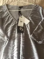 TS Taking Shape SILVER Stretch Tunic Top MEDIUM SIZE Puzzle tee NWT