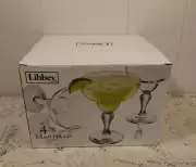 Libbey Martello Margarita Glass 14 oz Barware (Set of 4 Glasses) Hammered Stem