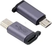 NFHK 2pcs/lot USB-C USB2.0 Type C Female to Micro Mini USB Male Power Adapter 480Mbps Data with Chain Holes