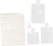 CANIGHT 1 Set Portable Fluid Travel Packing Bags Matte Pouches for Lotion Shampoo Shower Gel Reusable Leakproof Convenient Travel Containers with Funnel Labels