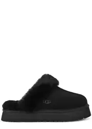 Ugg Disquette Suede Flatform Slippers - Black - 5 5