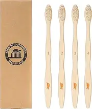 Sea Turtle Plant-Based Bristles, Bamboo Toothbrushes, Soft Natural Toothbrush for Adults (4 Pack)