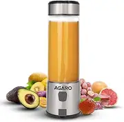 [AGARO] Galaxy Portable Blender, For Smoothie And Juices, Portable Hand Blender For Kitchen, USB Rechargeable Fruit Juicer Machine, 6 Sharp SS Blade, 450ml BPA Free Food Grade Jar