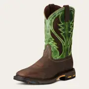 Ariat® Men's WorkHog Wide Square Toe Brown & Green Work Boots 10020083