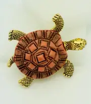 Gold Crystal Lucite Turtle Pin/Brooch