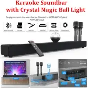 TV Speaker Sound Bar Bluetooth Home Theater Wireless 2 Microphone w/ Remote