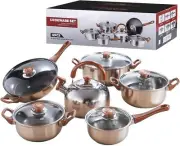 Cookware Set,6-Piece Stainless Steel Pots and Pans Set,Nonstick Kitchen