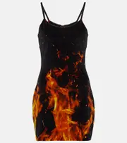 [Balmain] Balmain Printed velvet minidress UK 16 black