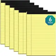 Note Pads A5 Small Legal Pads, 6 Pack Mini Notepad College Ruled, Double-Sided Printing Small Notepads Perforated Writing Pad A5 Lined Paper, Yellow Writing Paper for Office Home School, 30 Sheet/Pad