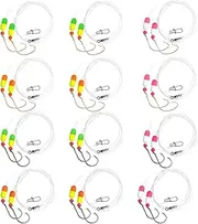 Eupheng Saltwater Pre Rigged Pompano Rigs for Surf Fishing High Low Rigs with Floats Beads Double Circle/Wide Gap Hooks 6/12PCS