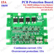 6S 15A 18650 Lithium Li-ion Battery BMS Circuit Protection PCB Board 22.2V 25.2V