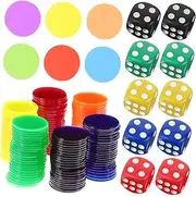 Poker Game Counters 320pcs Plastic Counting Chips with Dice Interactive Learning Toys Educational Math Markers