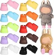 Sunla 10 Pairs Doll Shoes for Labubu, Cute Shoes Accessories for 17cm Doll Compatible with Sitting Standing Series, Silicone Doll Rain Shoes(No Doll)