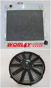 QLD-Aluminum radiator for BMW E30 M10 316i 318i 1982-1991 Manual + 14 inch FAN