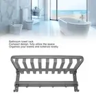 (Silver Grey)Foldable Towel Shelf With Towel Bars Hooks Punch Rust Resis AU