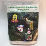 Vintage 4 Old-Fashioned Christmas Ornaments Kit By Needle Magic 1981