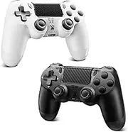 Upgraded for PS-4 Wireless Gamepad: Compatible with PS-4/Pro/Slim and PC, supporting Bluetooth connectivity, dual vibration, six-axis motion sensing, 3.5mm audio jack for comfortable gameplay.
