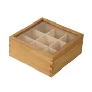 Wood Tea Bag Organizer, 6 Compartment Multi 9 Compartments Carbonized