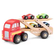 New Classic Toys 27cm Car Transporter w/ 4 Vehicles Kids Wooden Fun Toy 12m+