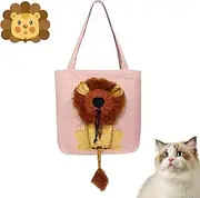 Lion-Shaped Show Head Pet Canvas Shaped Shoulder Bag，Cute Lion Shaped Cat Carrier，for Outdoor, Shopping, and Camping，Outing Carrying (6,Small)