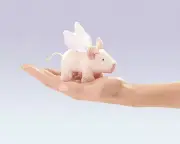 NEW PLUSH SOFT TOY Folkmanis 2685 Mini Winged Piglet Finger Puppet 9cm