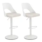 Giantex Bar Stools Set of 2 Ergonomic Counter Height Stools w/PU Leather Seat Swivel Dining Chairs White