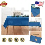 Handcrafted Indigo Blue Linen Tablecloth 60 x 90 - Perfect for Celebrations