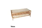 CR Americana Rattan with Glass Top Coffee Table - Tobacco