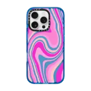 iPhone 16 Pro Impact Case pink swirls transparent pattern