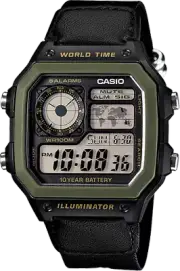 Casio AE1200WHB-1B Men's Illuminator World Time Digital Watch