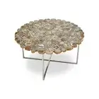 Royal Look Conference Table with Brown Agate Round Marble Resin Dining Table Top