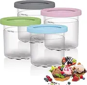 [Mozzoom] Set of 4 Creami Containers for Ninja Ice Cream Maker, Compatible with NC300EU NC301EU Series, Dishwasher Safe Ice Maker Cups, Perfect Ninja Accessories
